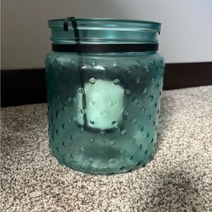 Aqua Glass Candle Holder
